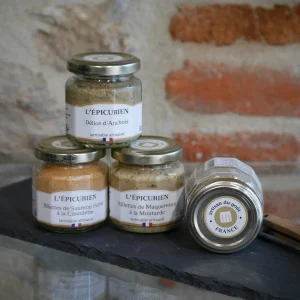 Trio Rillettes saumon fumé ciboulette, Rillettes de maquereaux à la moutarde & Anchoïade