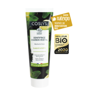Coslys Dentifrice Charbon Végétale Menthe & Citron Bio 100g