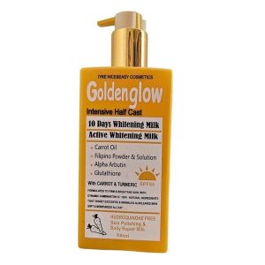 Golden Glow Lait Corps 500ml, Lotion Lait Blanchissant Actif Intensif