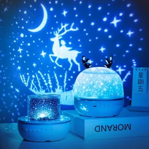 Veilleuse avec projection au plafond cerf