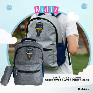 Sac à Dos Scolaire Streetwear avec Porte-Clés KD342