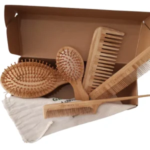 Pack Brosses Cheveux & Peignes Naturelles en Bambou – Green 724