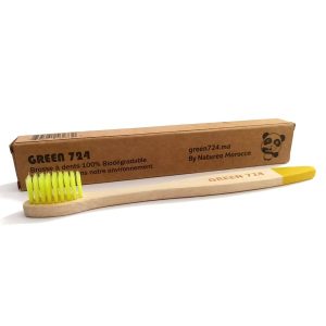 Brosse à Dents – Kids – en Bambou Biodégradable – Jaune – Green 724