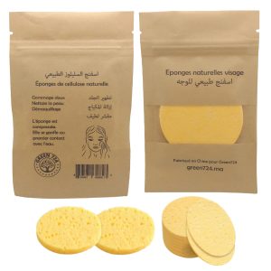 Éponges Visage de Cellulose Naturelle 3 en 1 – Ronde – 3 pcs – GREEN 724